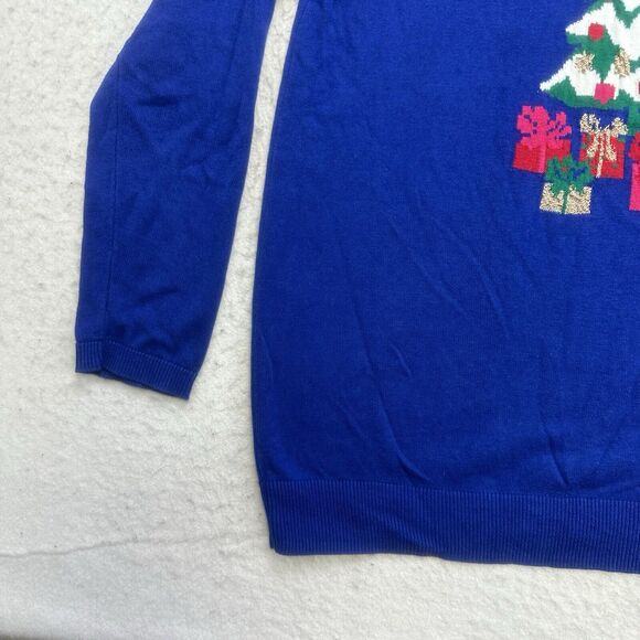 Kim Rogers Christmas Sweater Womens Small S Blue Long Sleeve Pullover Holiday - Picture 5 of 12